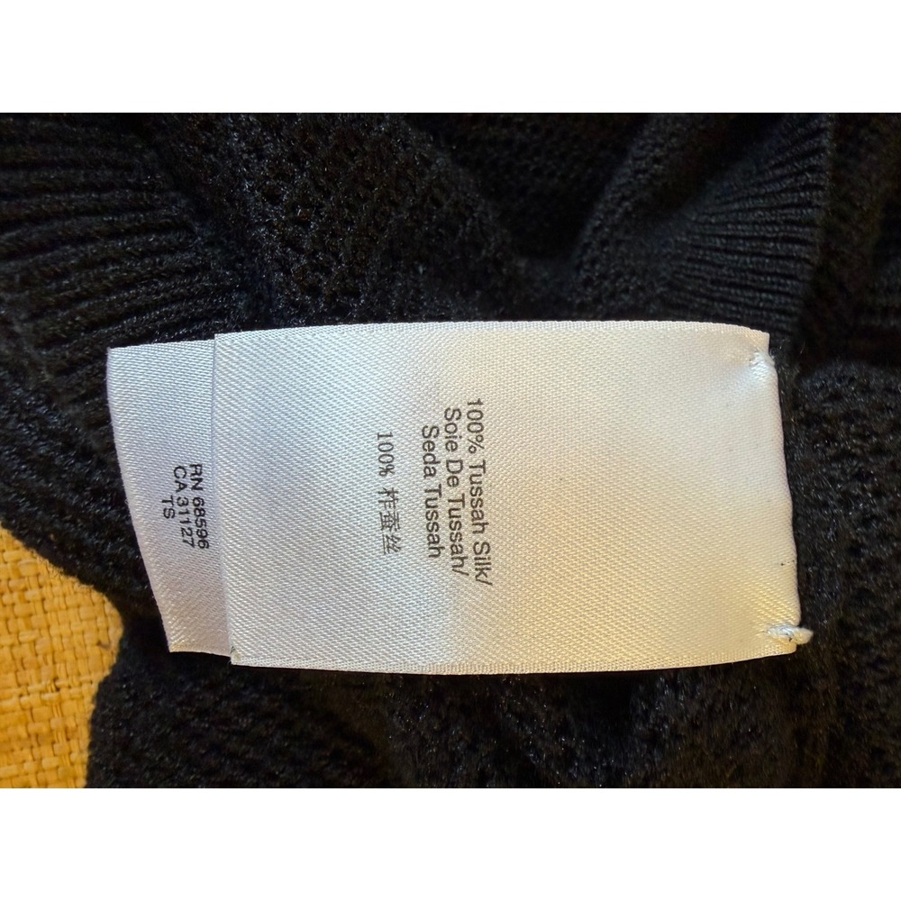DKNY Womens Oversized 100% Tussah Silk Net Mesh V-Neck Top Navy Blue Small - Picture 5 of 9